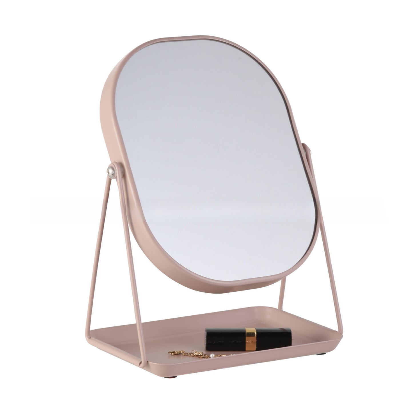 Pink Double-Sided Vanity Mirror With Magnification