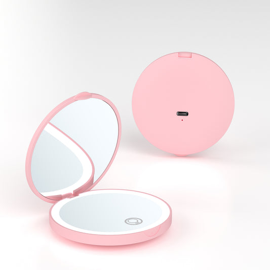 Folding Handheld LED Makeup Mirror With Light