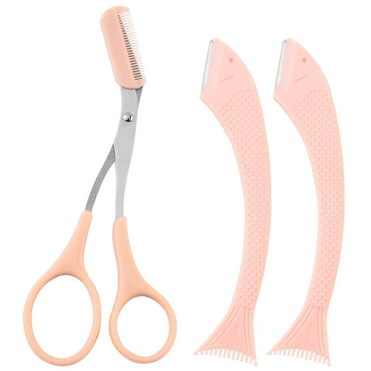 Safe Eyebrow Razor And Scissors Grooming Tool Set