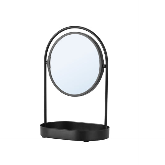 Metal Double-Sided Makeup Mirror With Storage Tray
