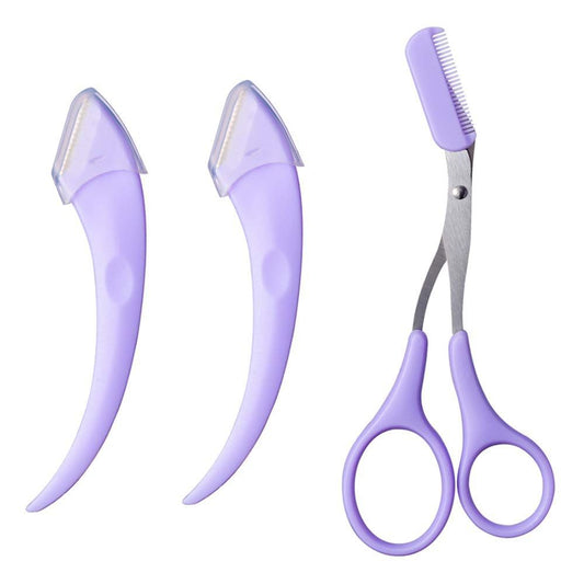 Eyebrow Razor And Scissors Grooming Tool Set